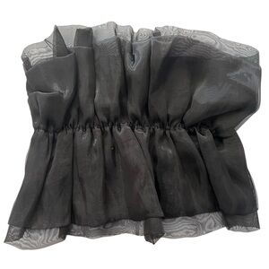 Zara Black Sheer ribbon Crop Top